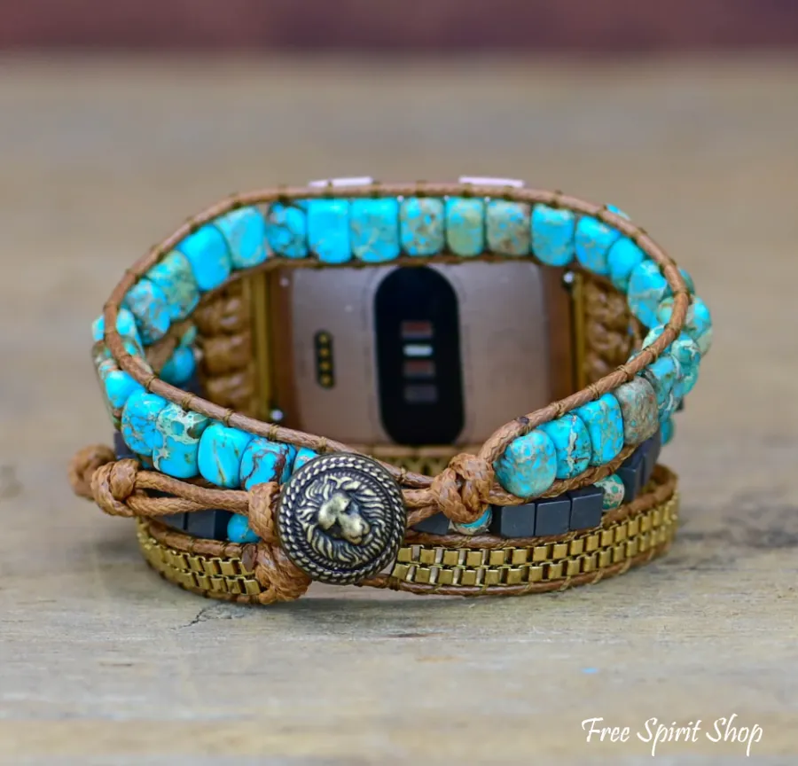 Natural Turquoise Howlite Beaded Fitbit Watch Band