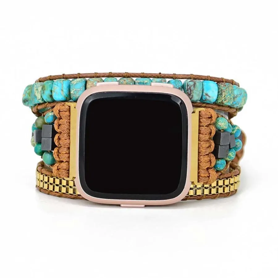 Natural Turquoise Howlite Beaded Fitbit Watch Band