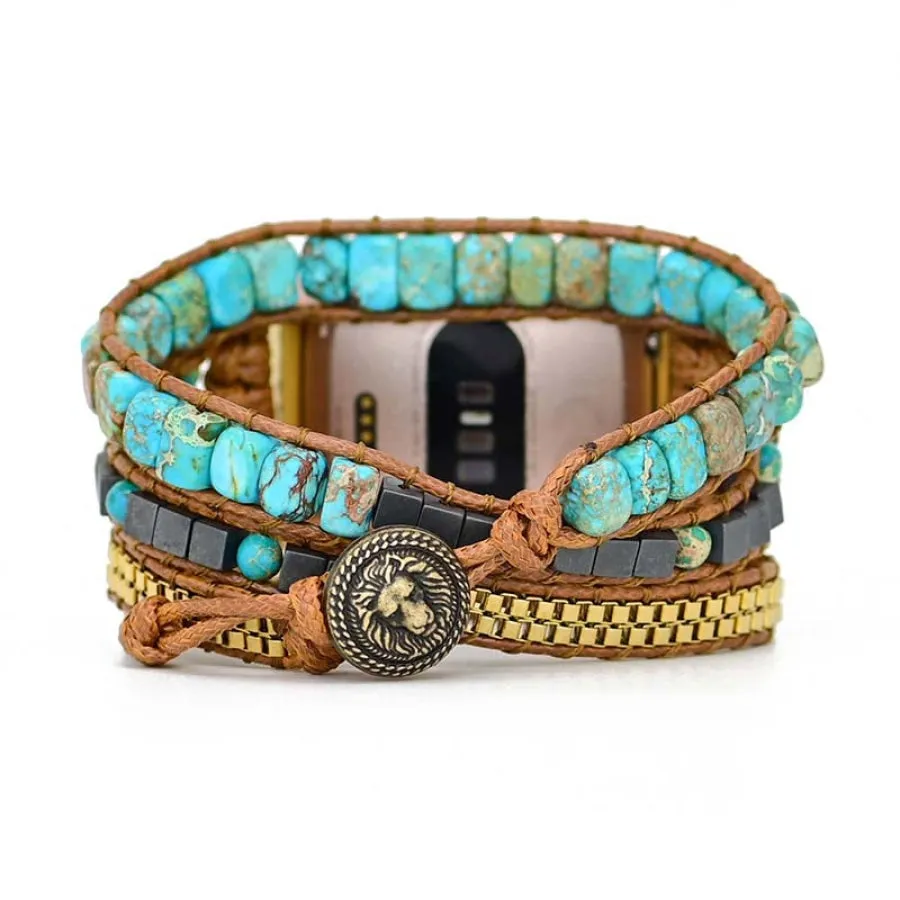 Natural Turquoise Howlite Beaded Fitbit Watch Band