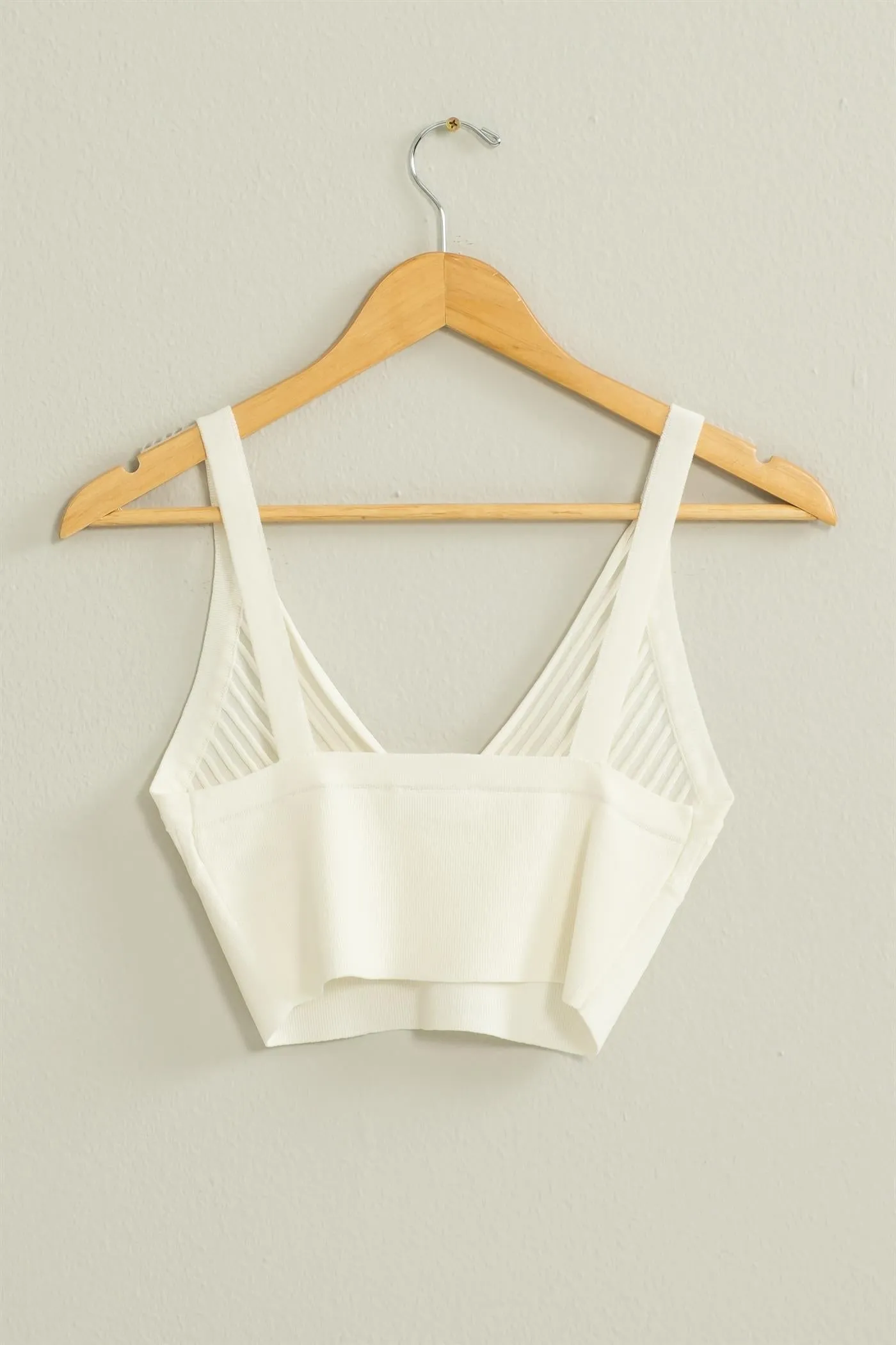 Naty Ribbed Knit V-Neck Crop Top - White