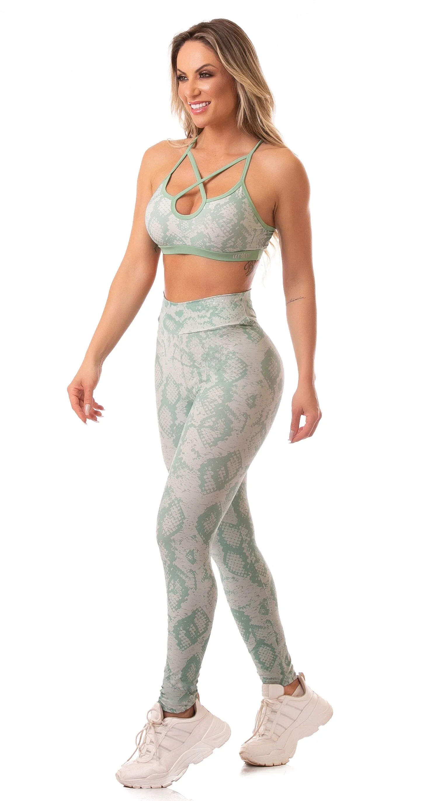 Obsession Snake Print Sports Bra - Green