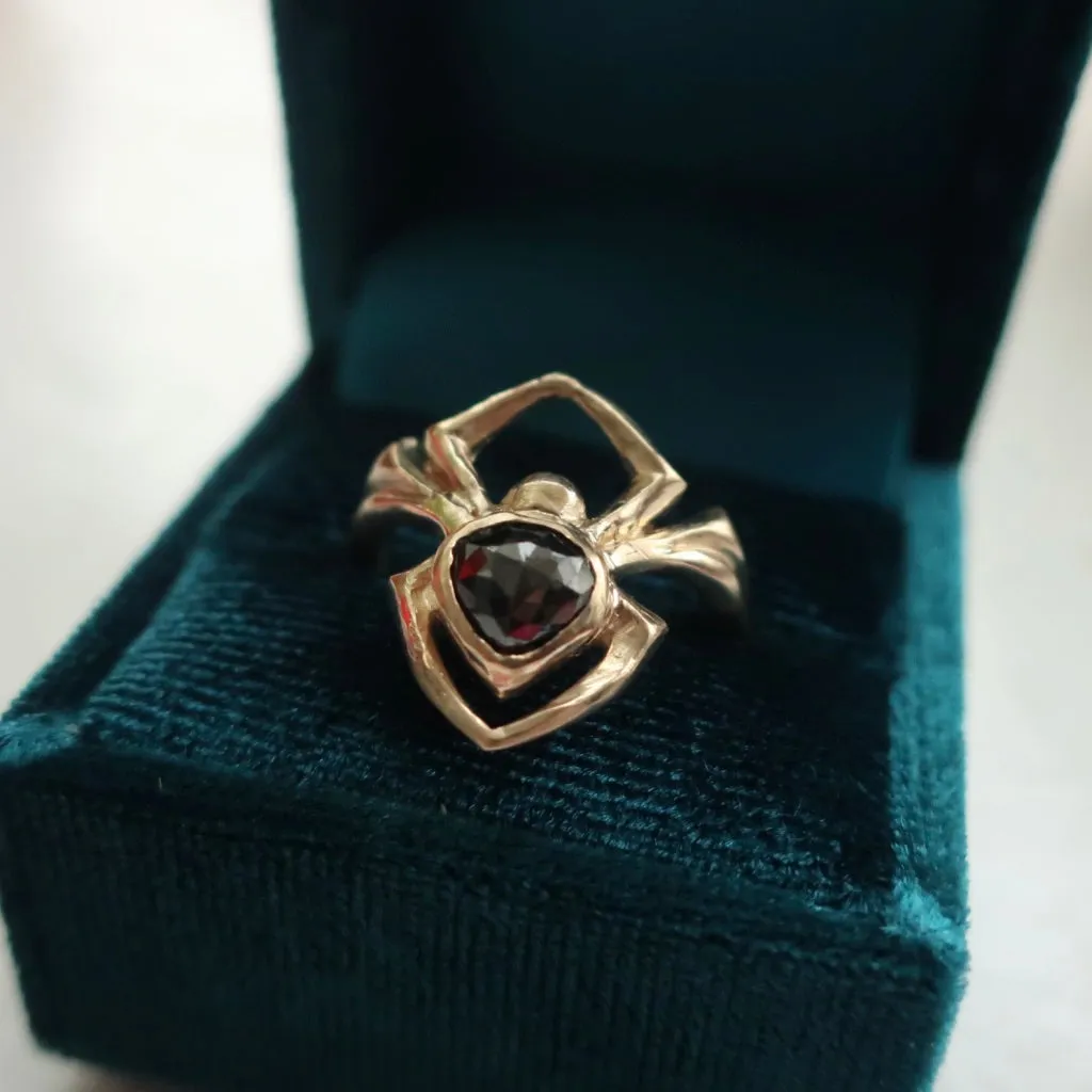 One of a Kind 14 Karat Gold and Diamond Spider Ring with Black Diamond