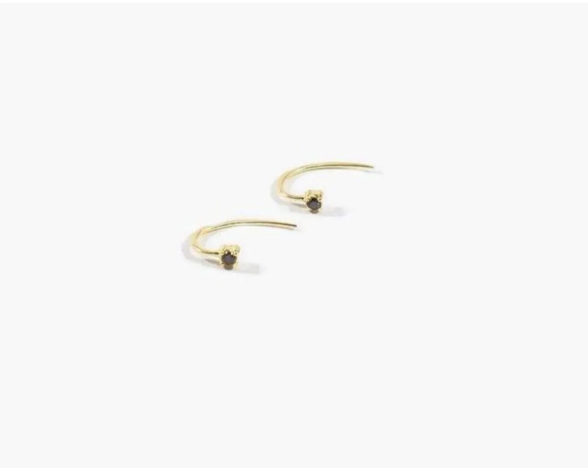 ONE SIDE BLACK DIAMOND  earring  - 14 KARAT GOLD