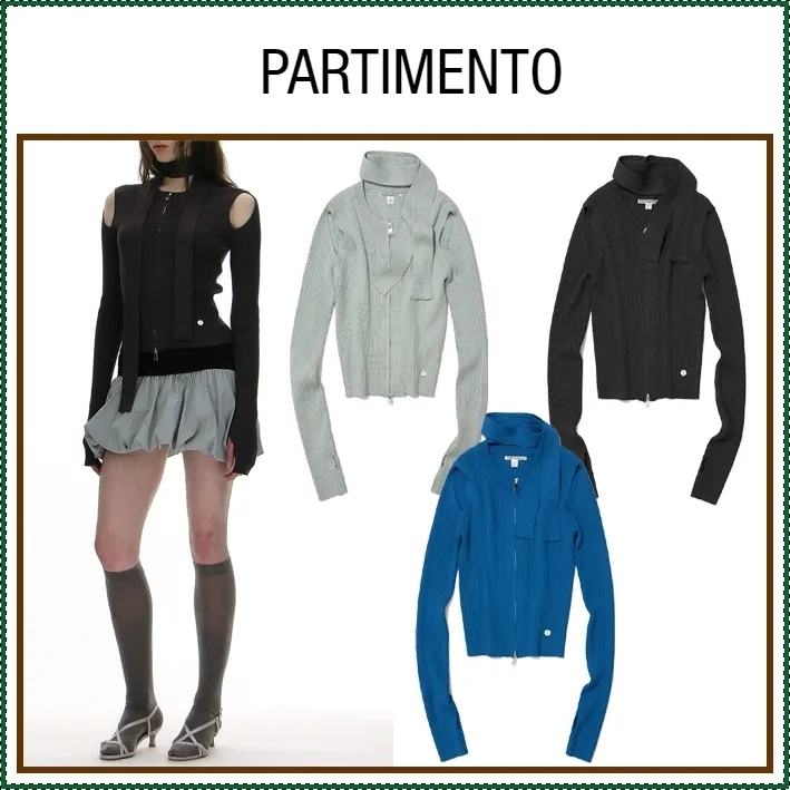 PARTIMENTO  |Casual Style Street Style Long Sleeves Plain Elegant Style