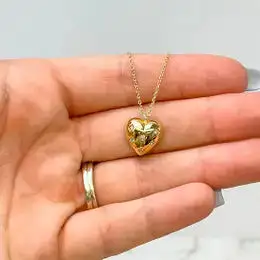 Pave Gold Dipped Heart Pendant Necklace