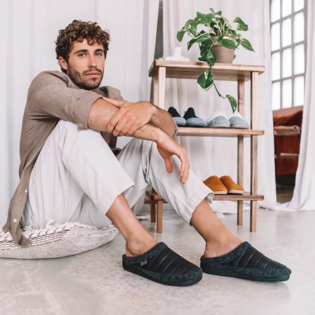 Plain Cotton Blend Slippers for Men - Nordi-TK