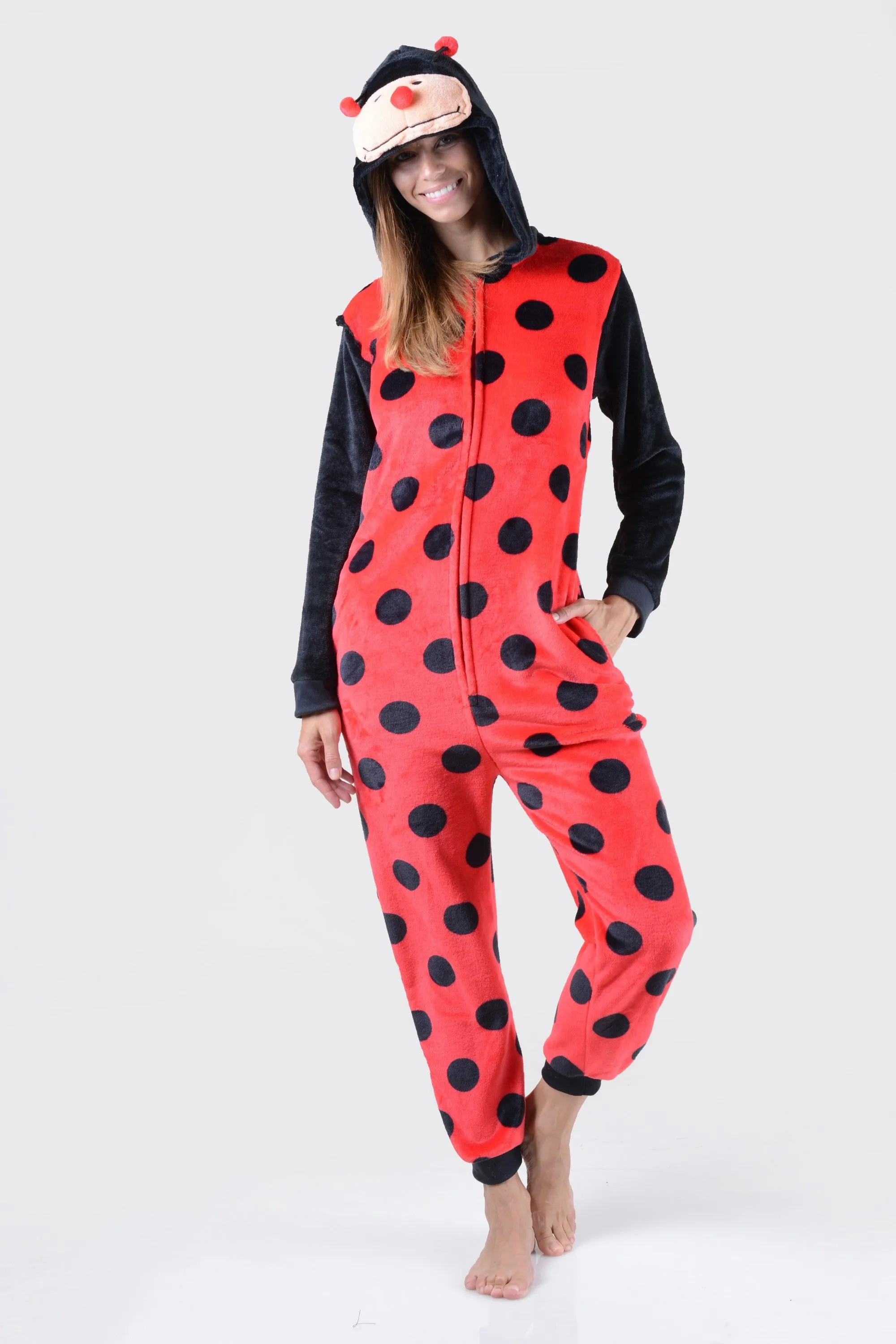 Plush Lady Bug Animal Onesie Pajama Costume