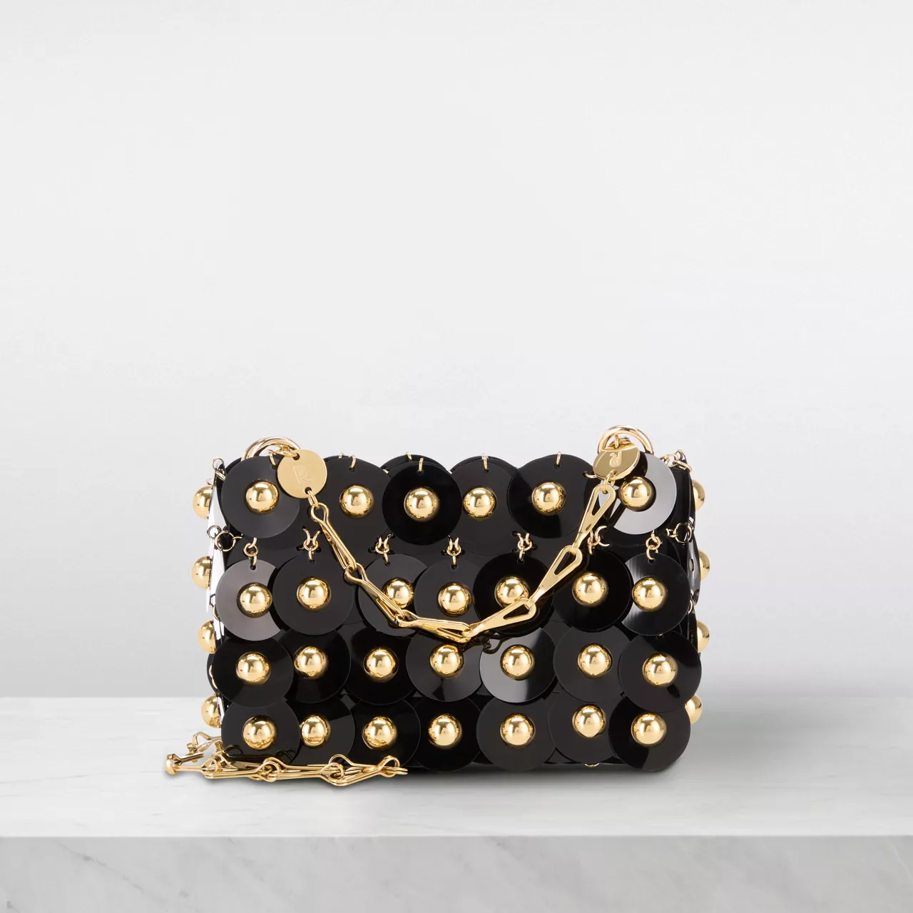 RABANNE Sparkle Discs Shoulder Bag - Black  Gold