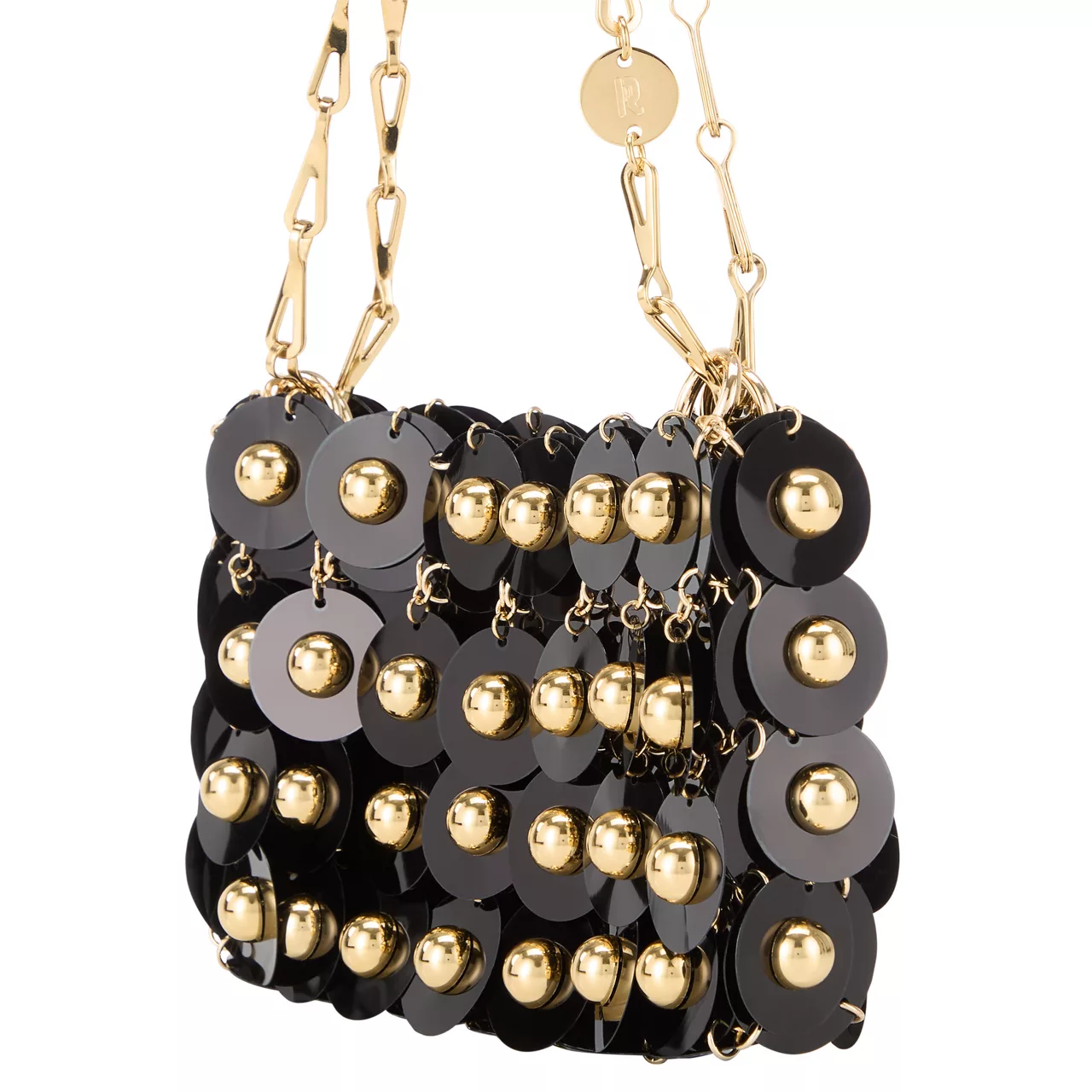 RABANNE Sparkle Discs Shoulder Bag - Black  Gold