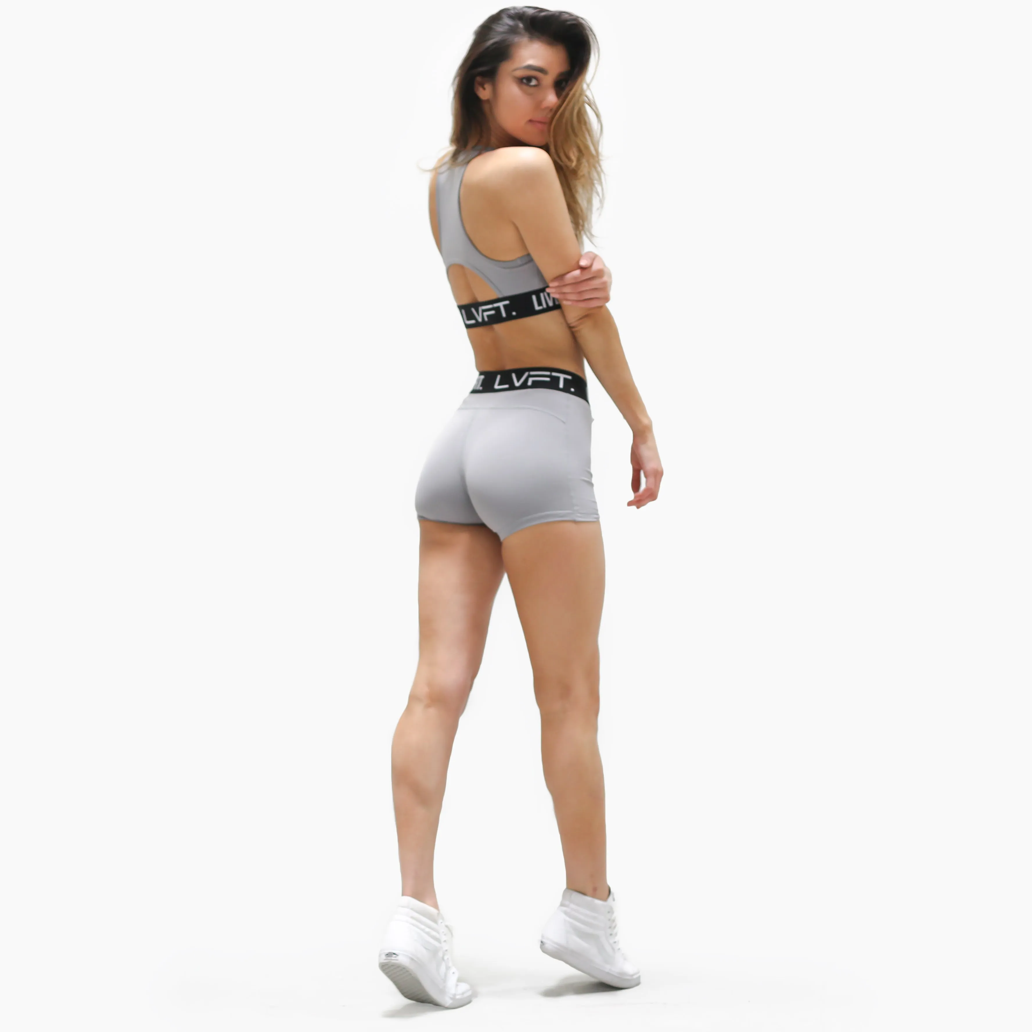 Retro Boom Sports Bra- Cement