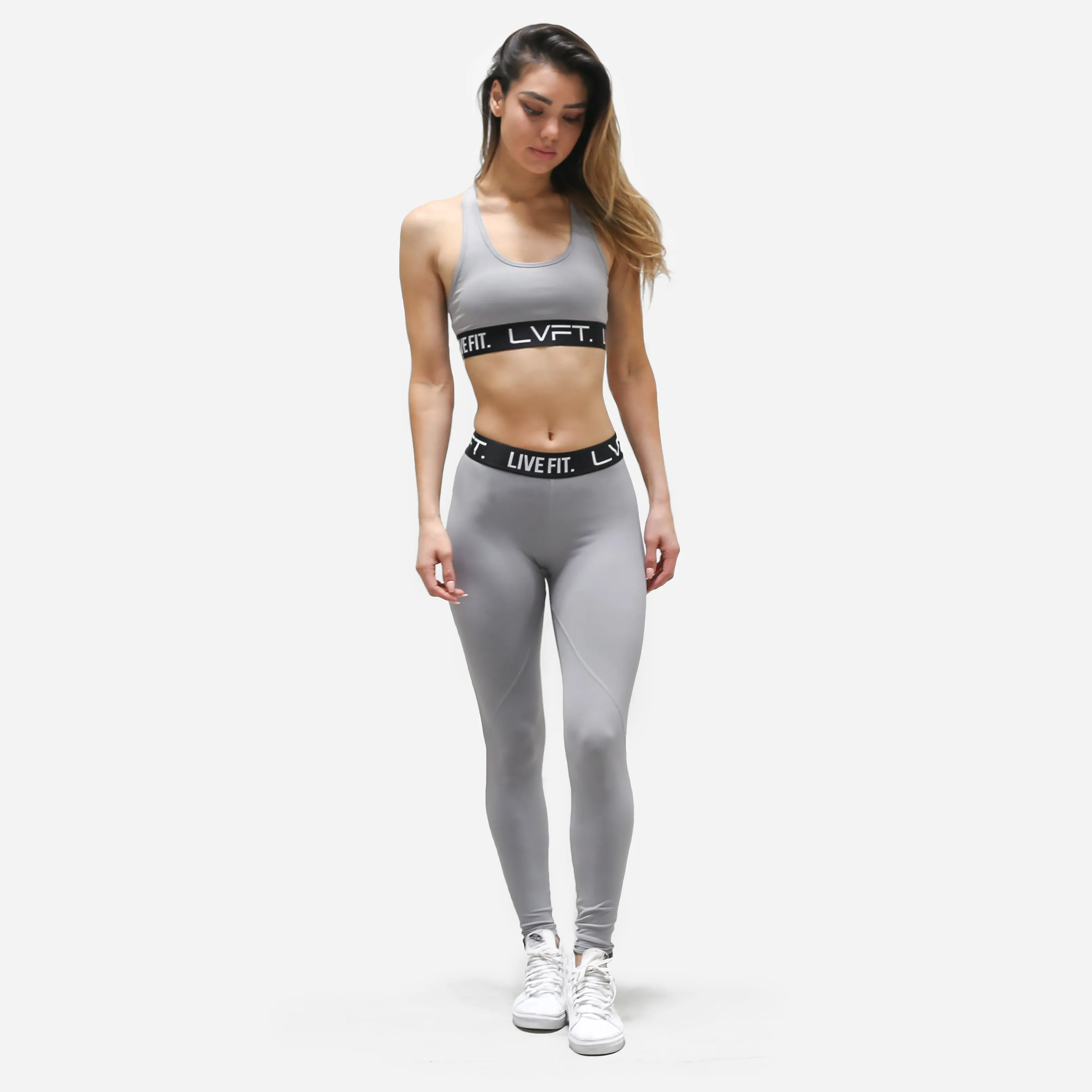 Retro Boom Sports Bra- Cement