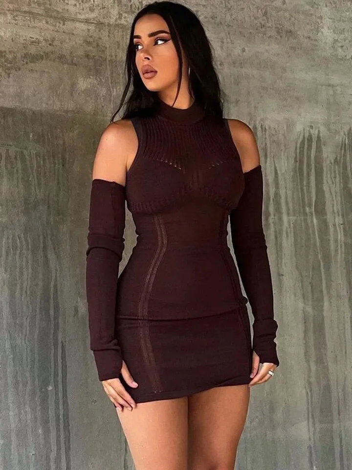 Ribbed Dress - Brown/Black/Green