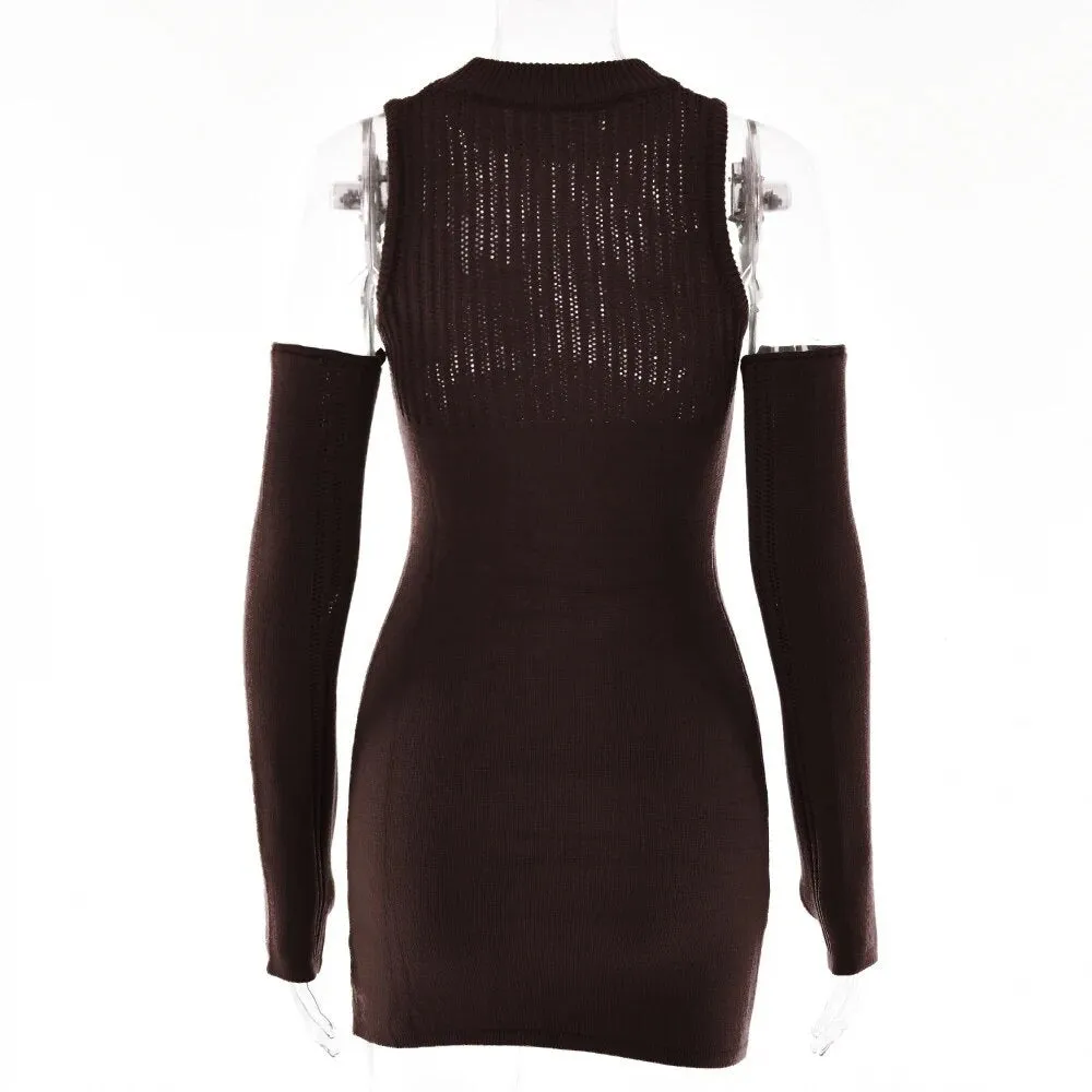 Ribbed Dress - Brown/Black/Green