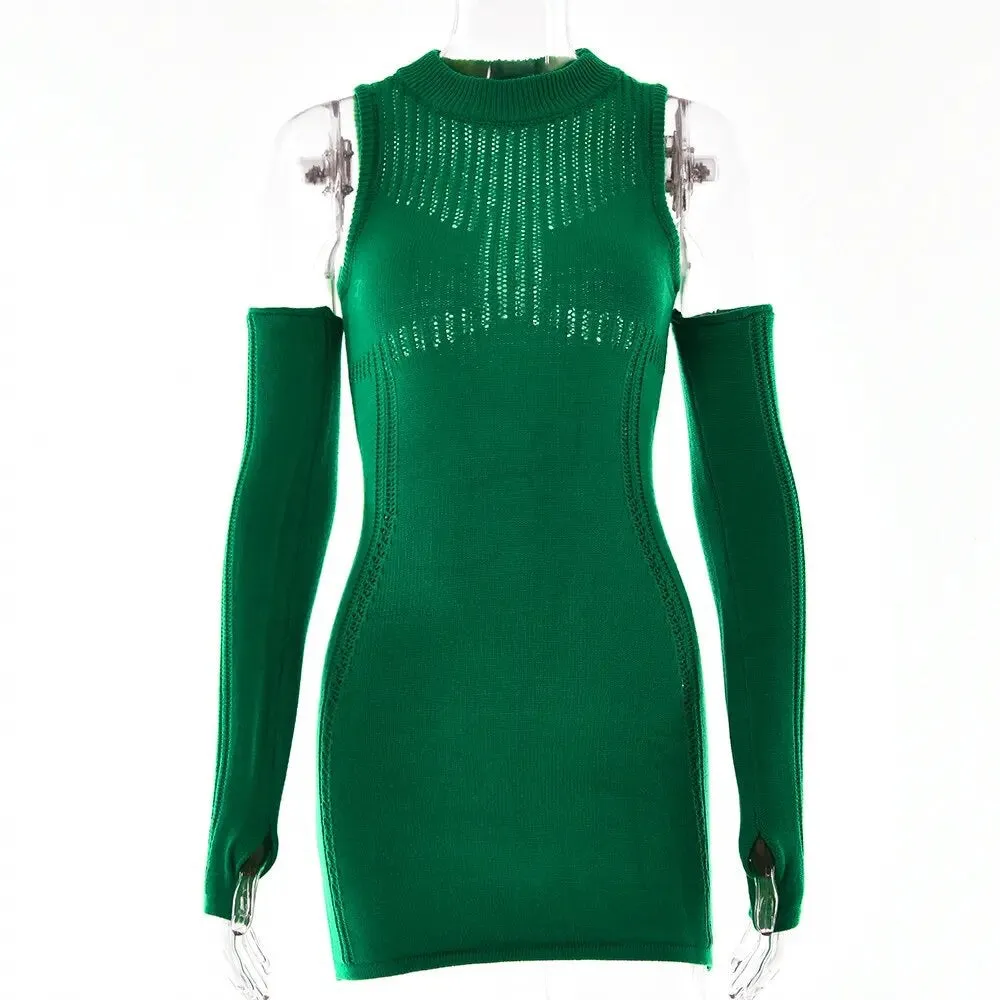 Ribbed Dress - Brown/Black/Green