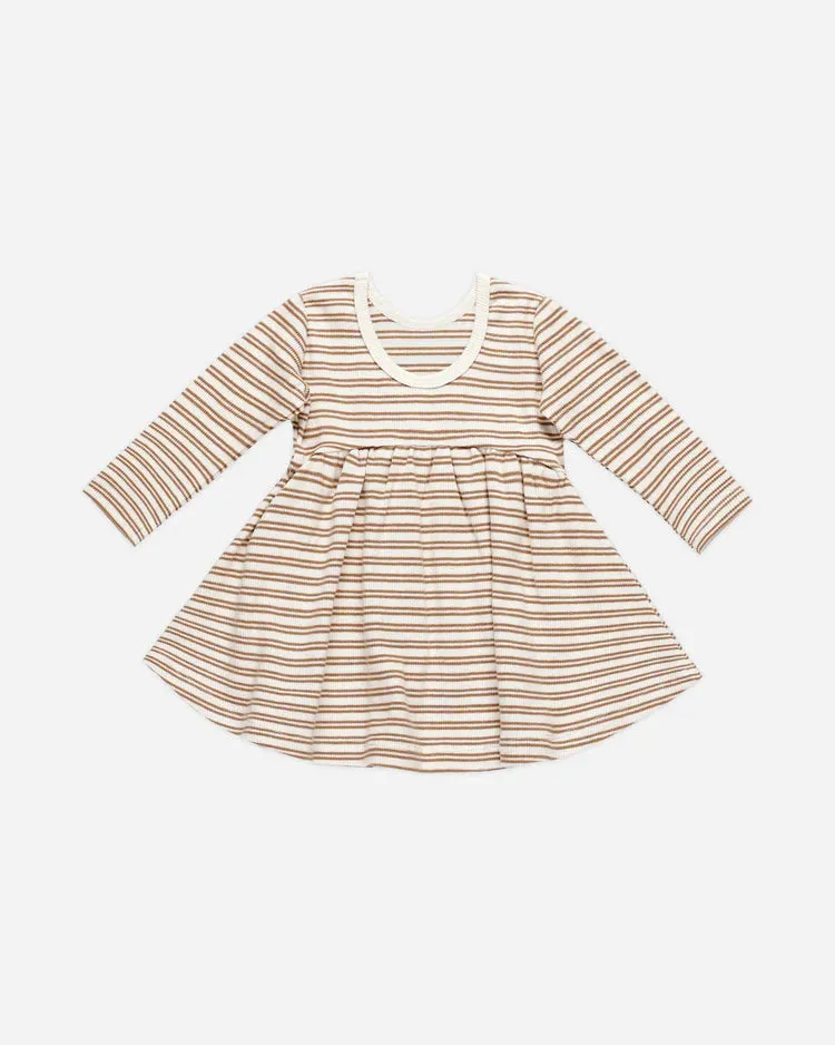 Ribbed Long Sleeve Dress || Golden Stripe