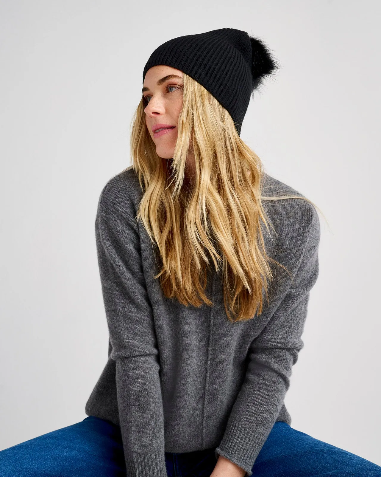 Ribbed Pom Beanie