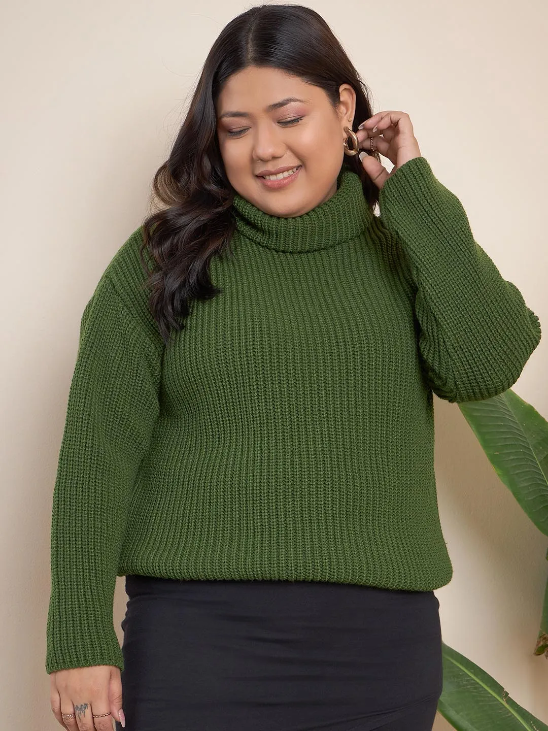 Ribbed Turtle Neck Pullover