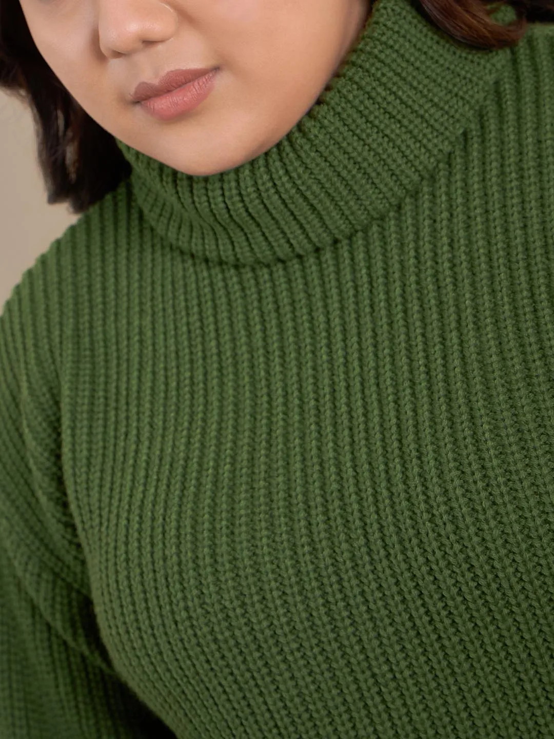 Ribbed Turtle Neck Pullover