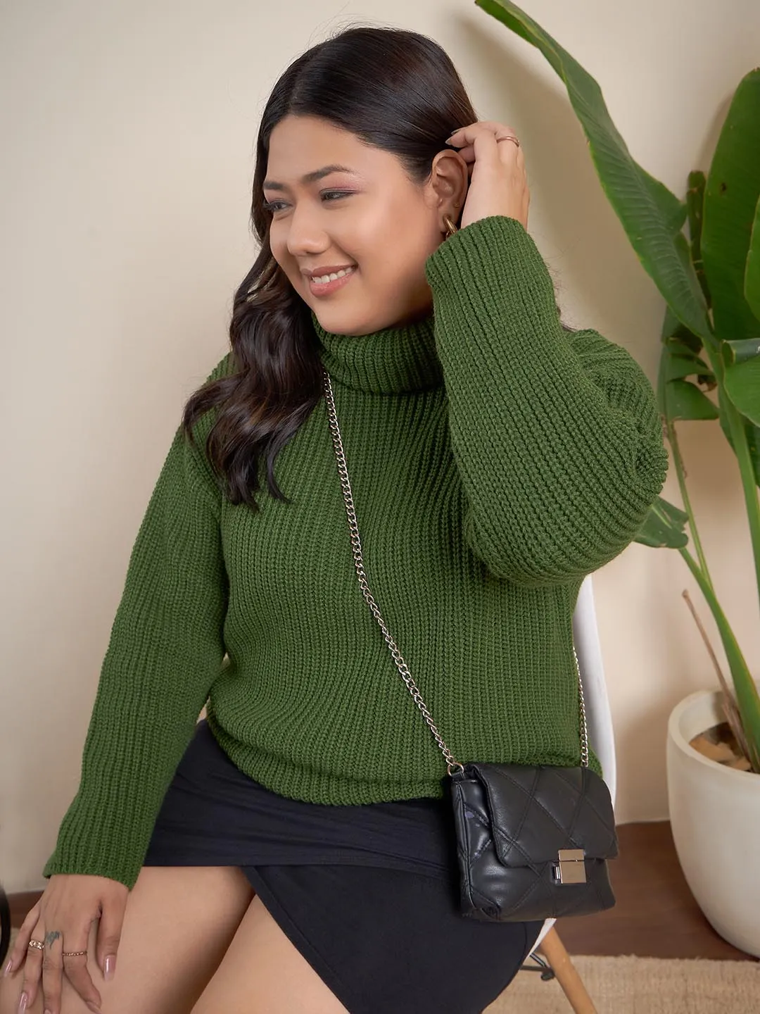 Ribbed Turtle Neck Pullover