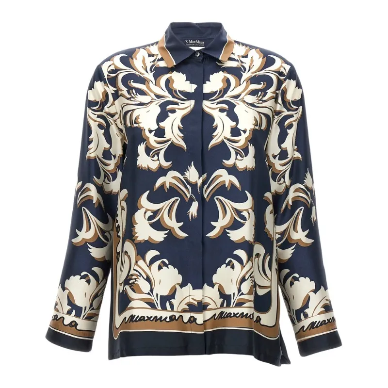 S Max Mara  |Flower Patterns Casual Style Silk Long Sleeves Party Style