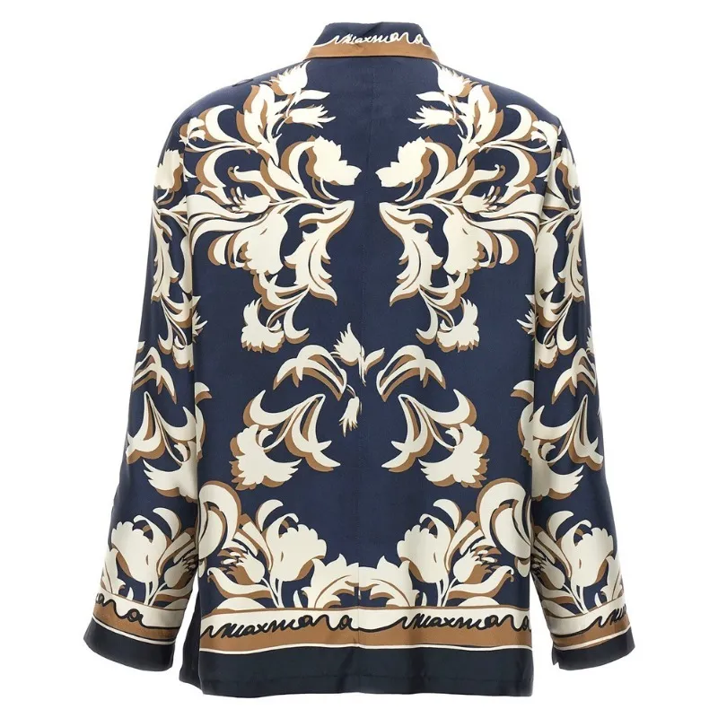 S Max Mara  |Flower Patterns Casual Style Silk Long Sleeves Party Style