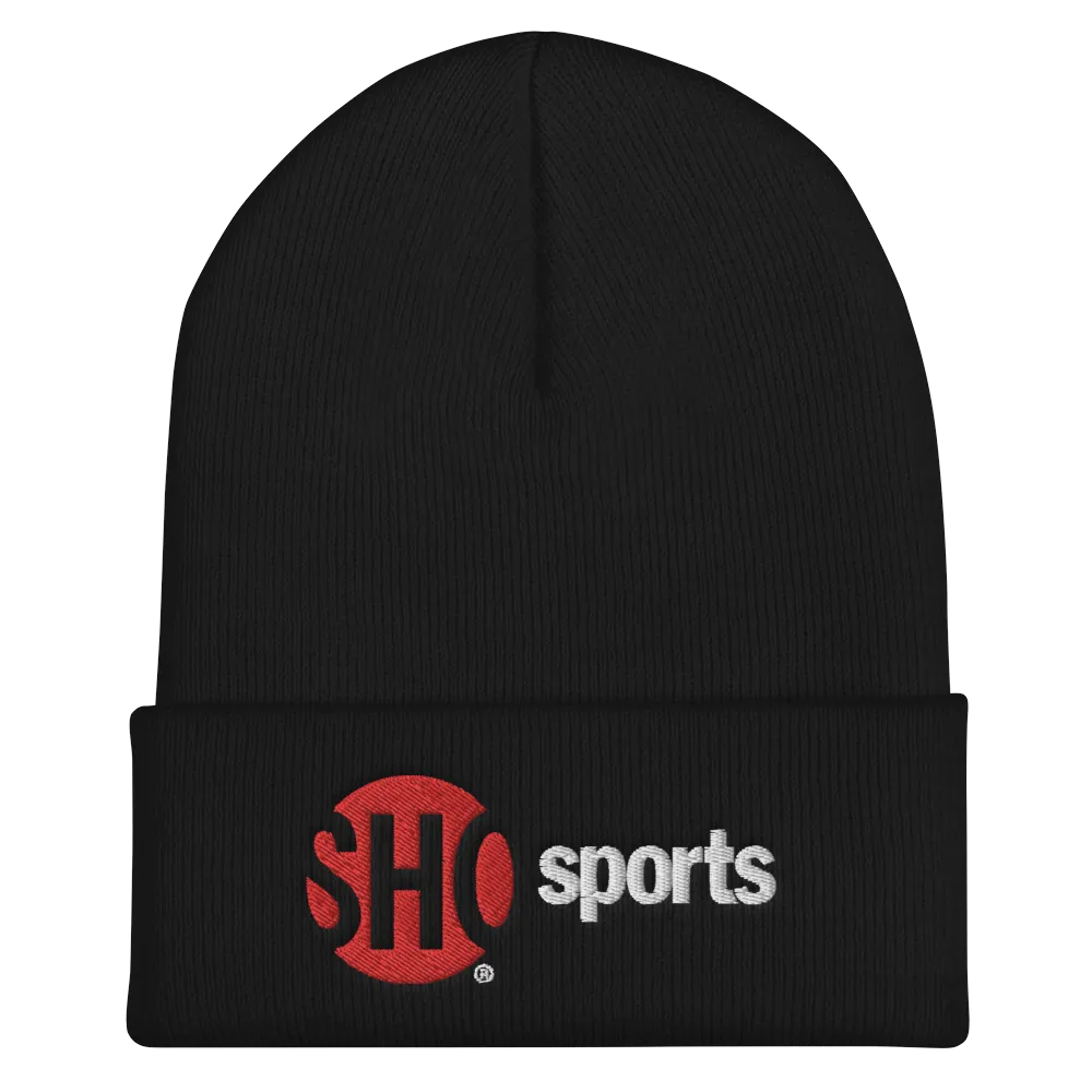 SHOWTIME Sports SHO Sports Red Bug Outline Logo Embroidered Beanie