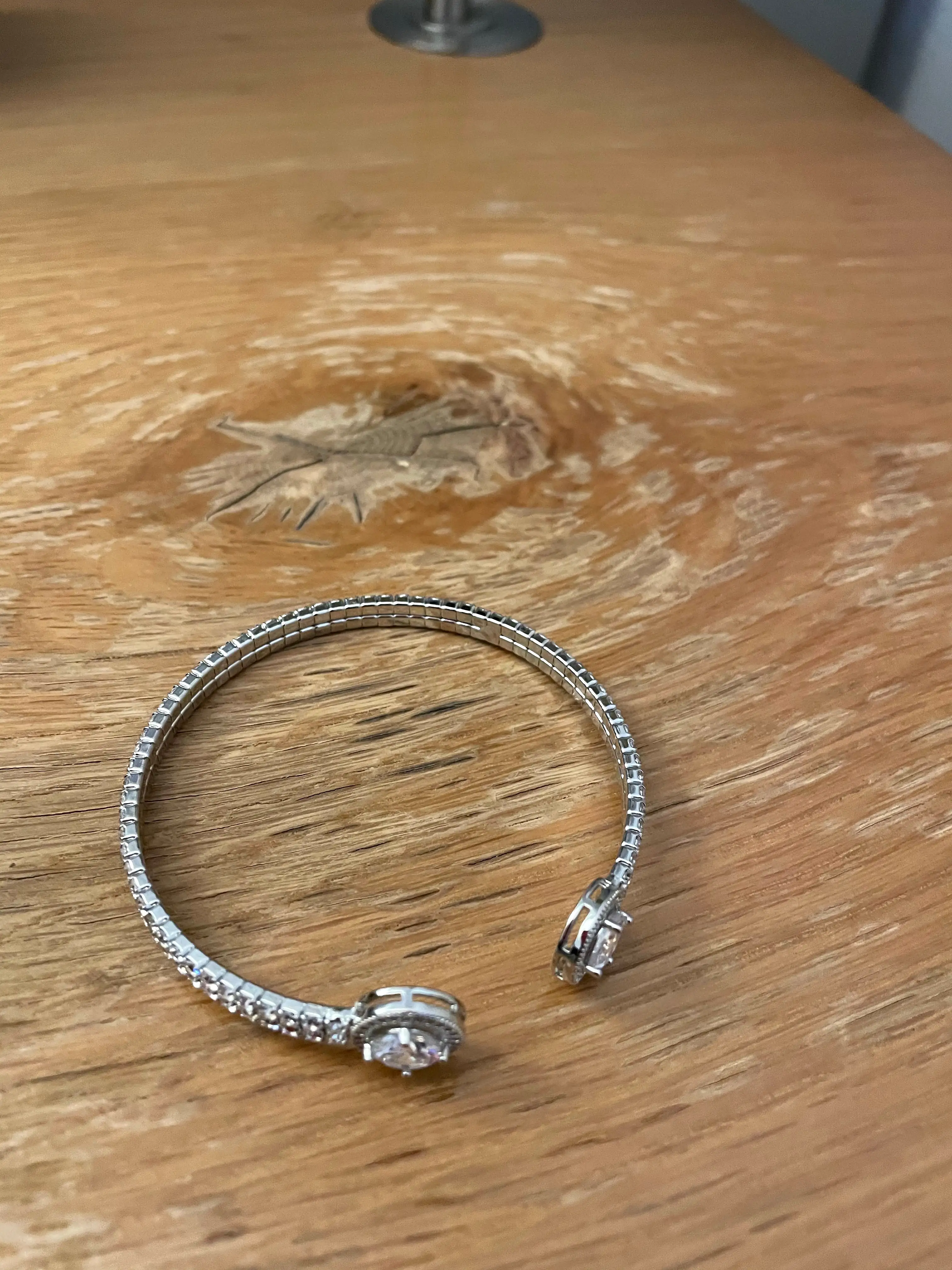 Silver Diamond Open Bracelet