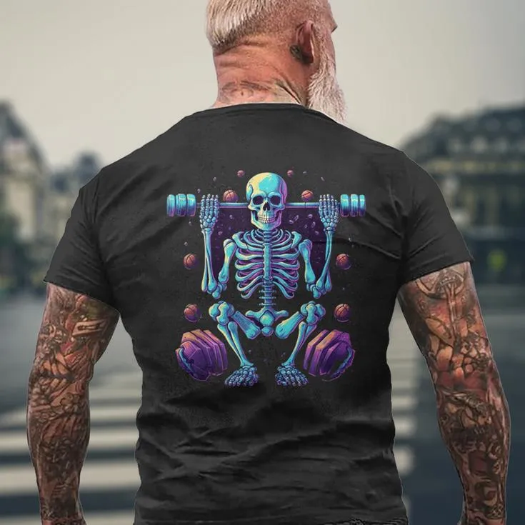 Skeleton Deadlift Halloween Costume Fitness Gym Workout Men's T-shirt Back Print