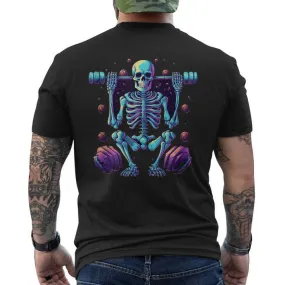 Skeleton Deadlift Halloween Costume Fitness Gym Workout Men's T-shirt Back Print