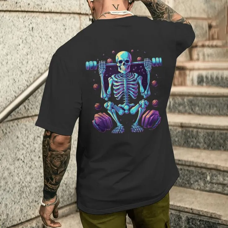 Skeleton Deadlift Halloween Costume Fitness Gym Workout Men's T-shirt Back Print