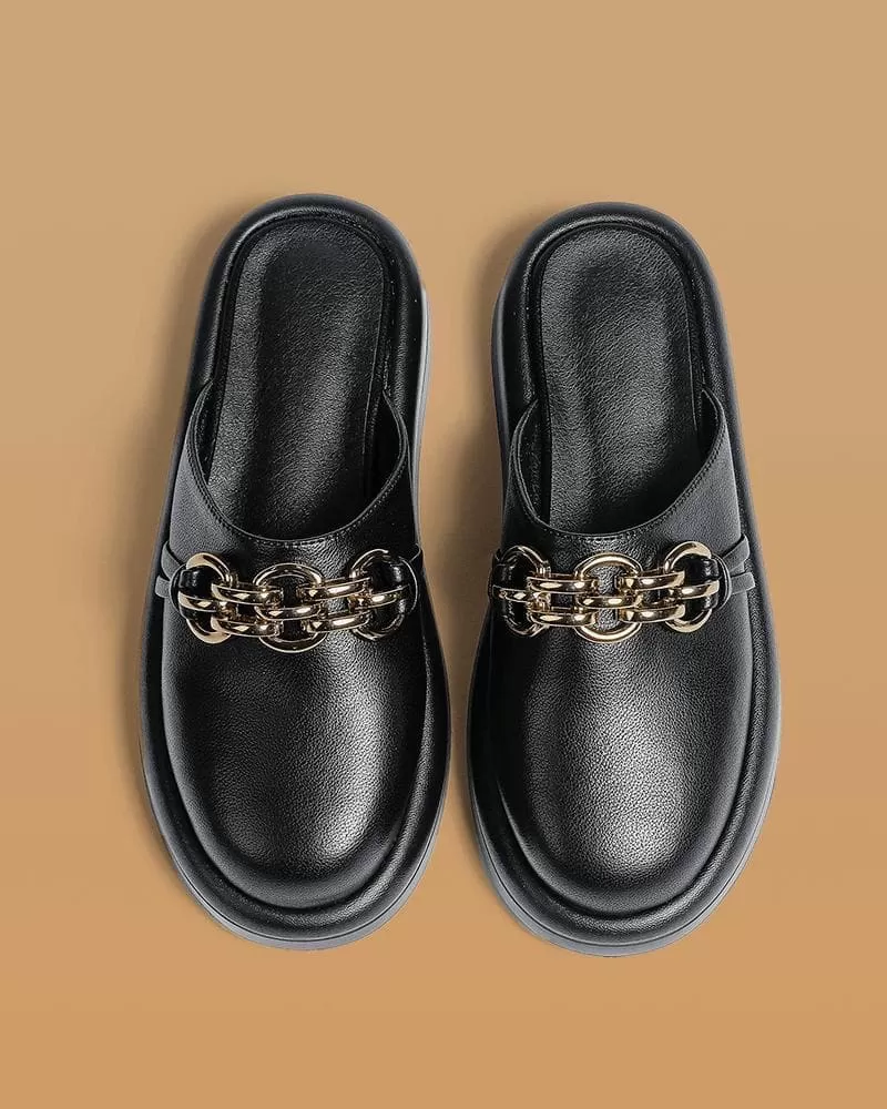 Soft Chic Chain Flat Slippers