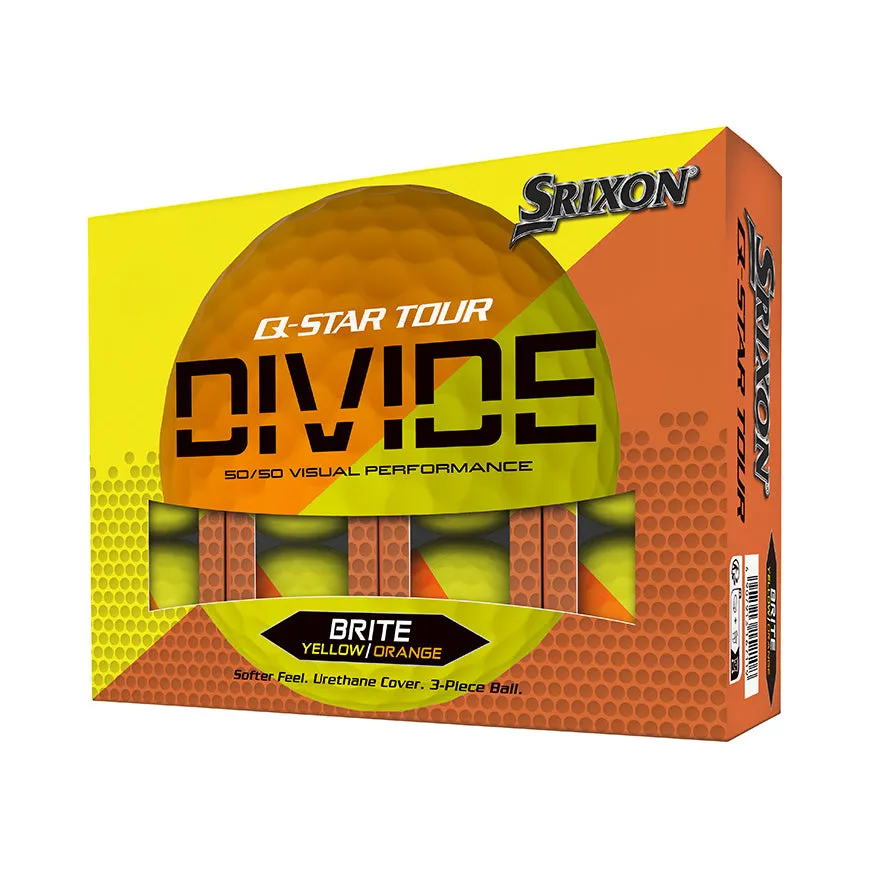 Srixon Q-Star Tour Divide 2 Golf Balls Yellow/Orange 1 Dozen 2024