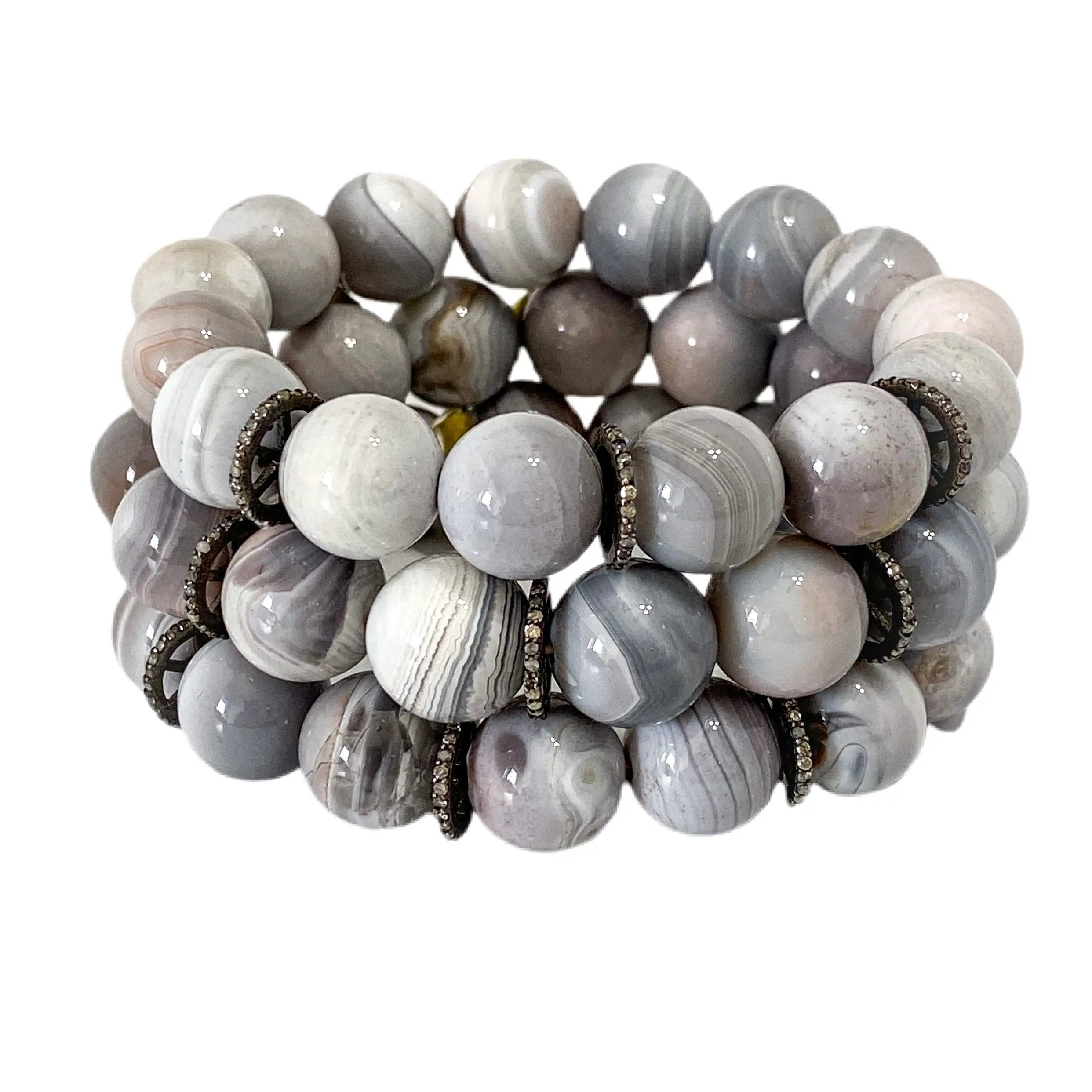 S.Row Designs Grey Banded Agate Bracelet