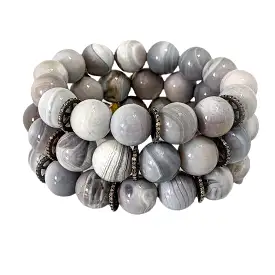 S.Row Designs Grey Banded Agate Bracelet