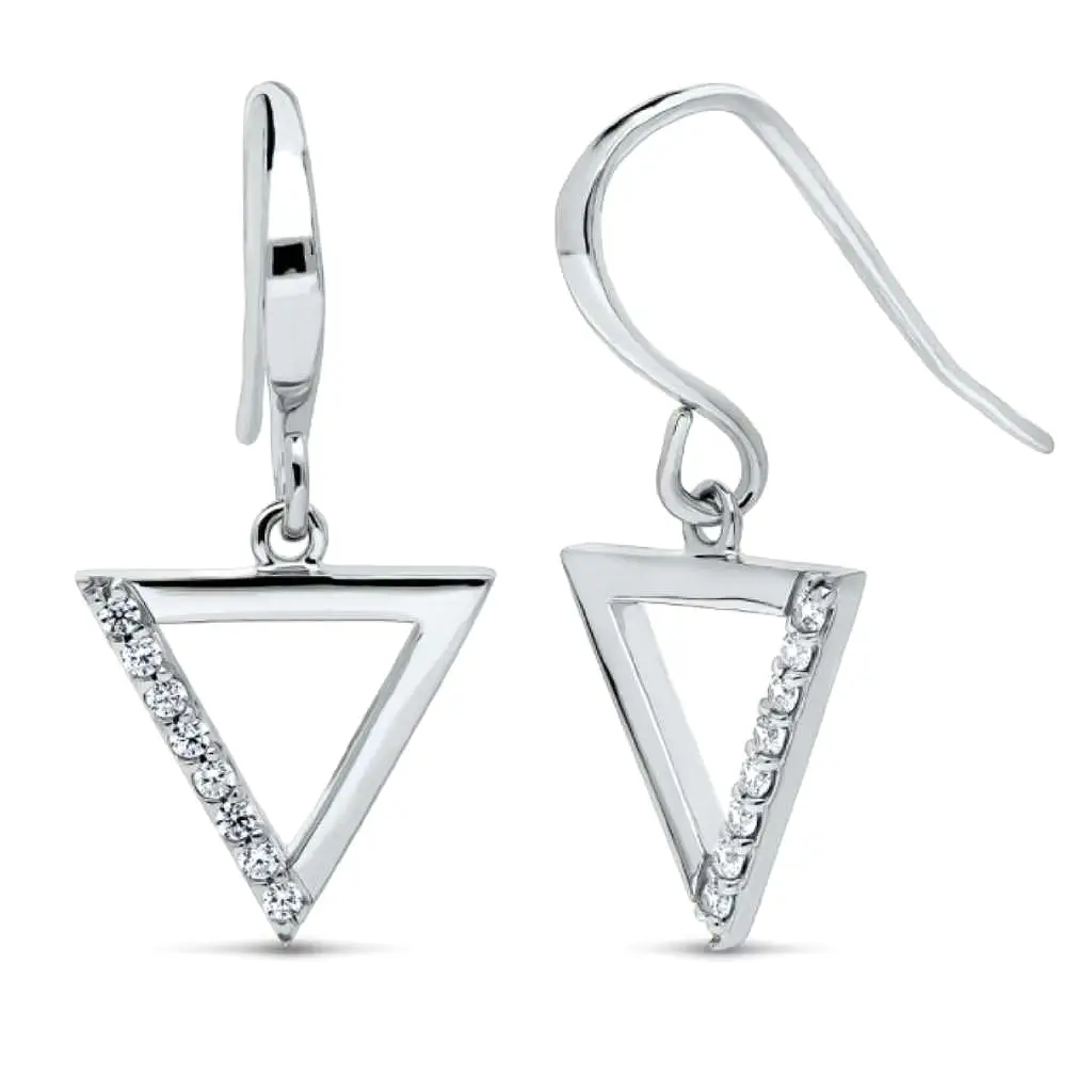 Sterling Silver CZ Triangle Earrings