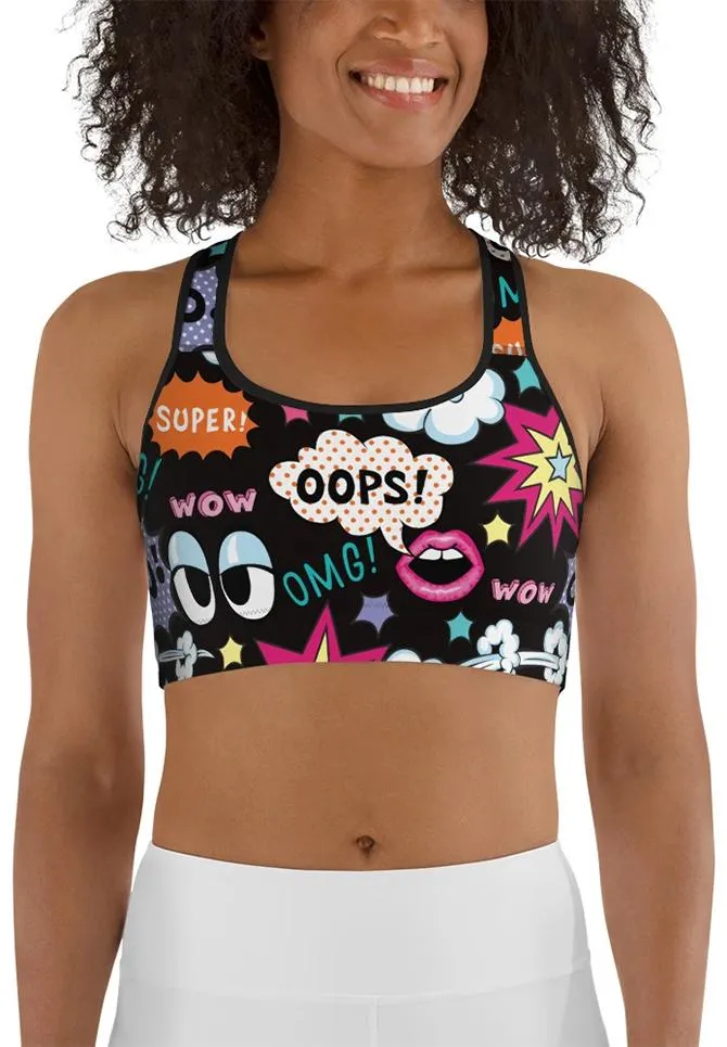 Super Cool Pop Art Sports Bra