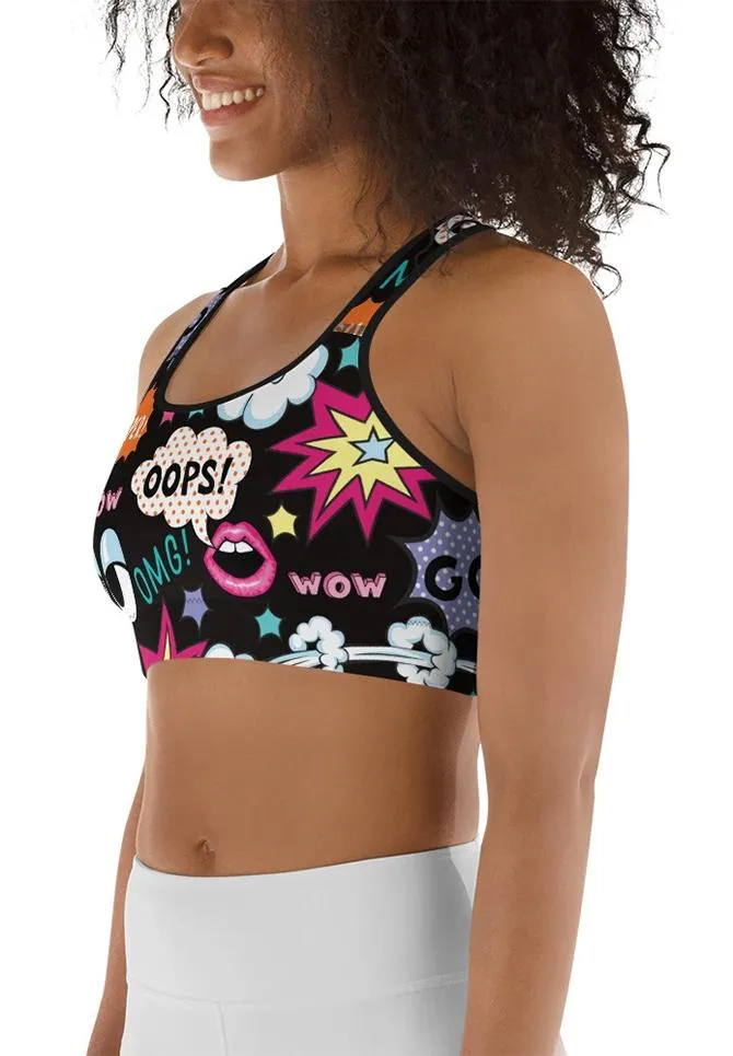 Super Cool Pop Art Sports Bra