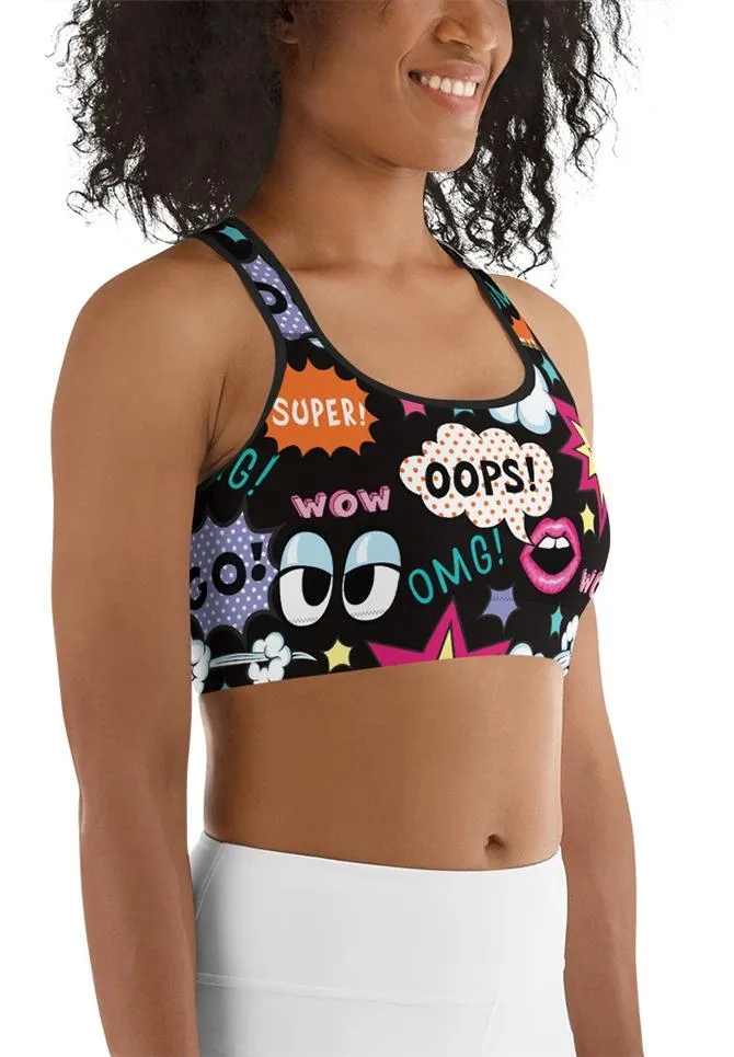 Super Cool Pop Art Sports Bra