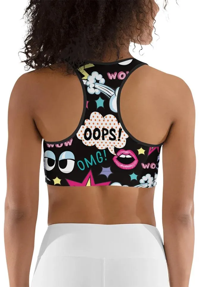 Super Cool Pop Art Sports Bra