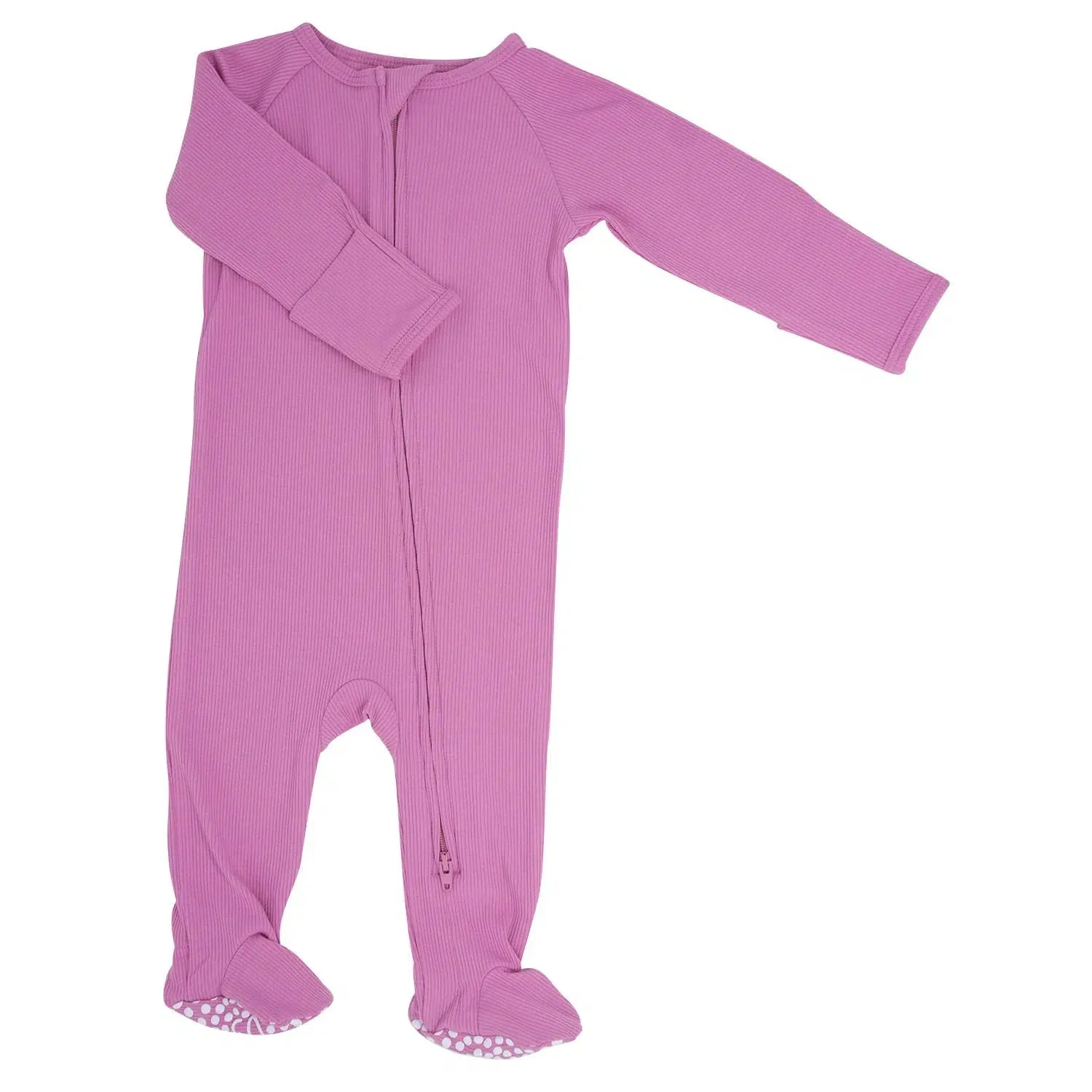 Sweet Bamboo - Ribbed Zipper Footie - Cashmere Rose