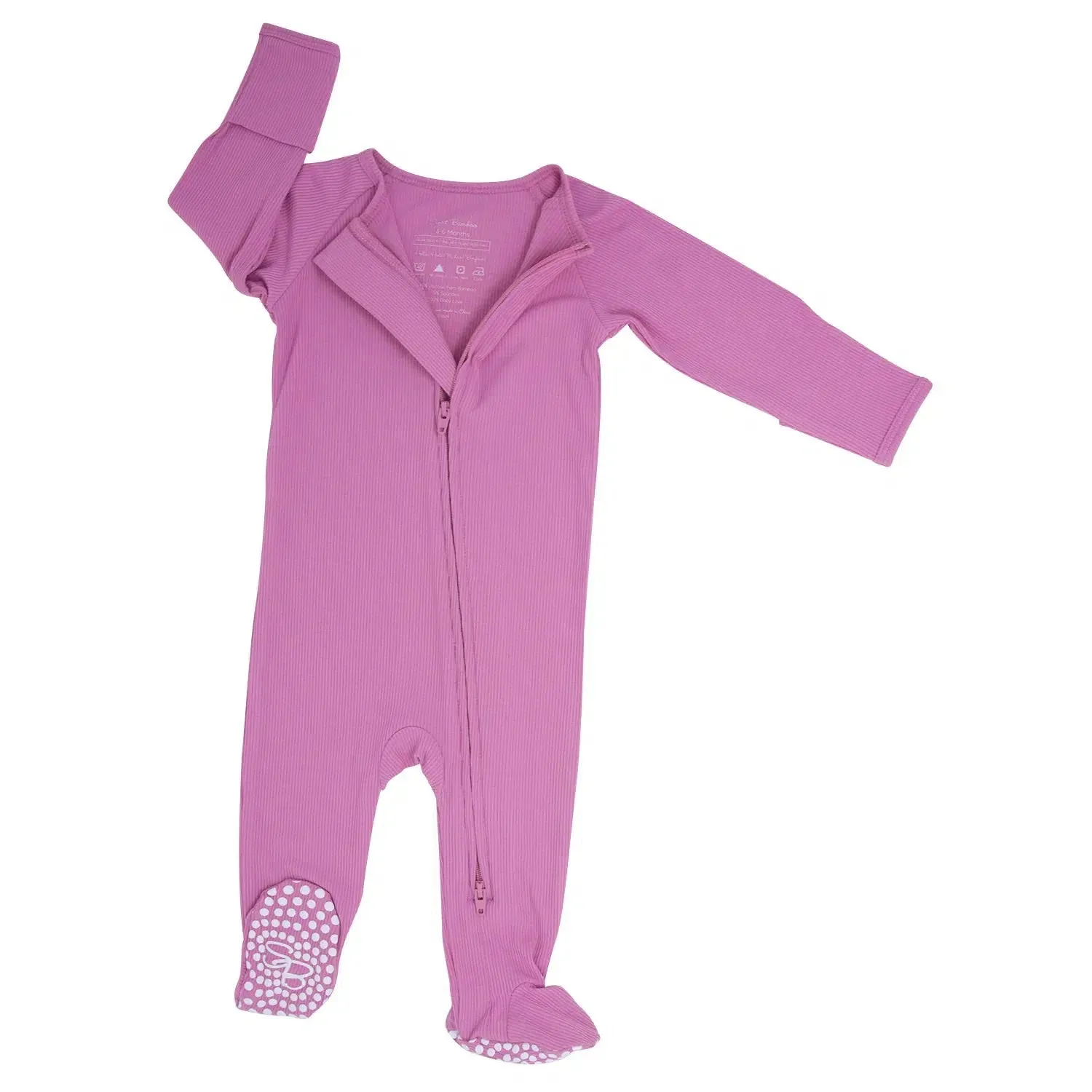 Sweet Bamboo - Ribbed Zipper Footie - Cashmere Rose