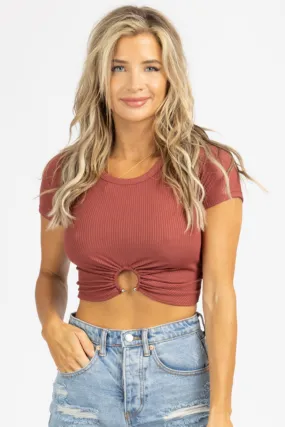 TERRACOTTA O-RING RIBBED CROP TOP *BACK IN STOCK*