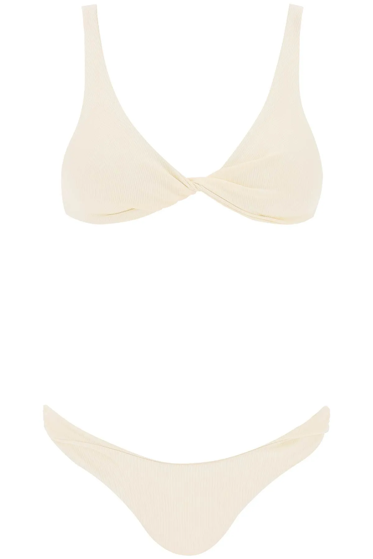 The Attico Ribbed Lycra Bikini Set With   Neutral