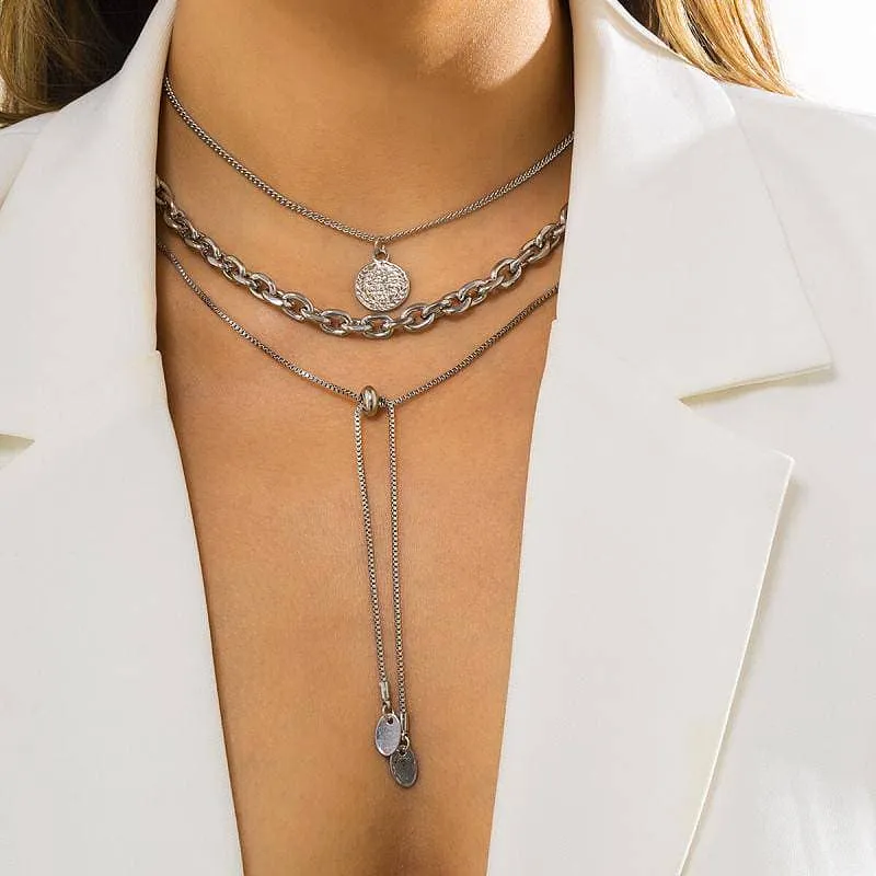 Women's Adjusting Chain Coin Pendant Necklaces