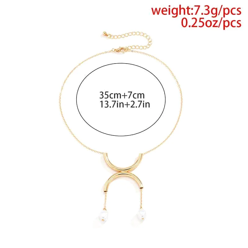 Women's Simple Faux Pearl Semicircle Pendant Necklaces