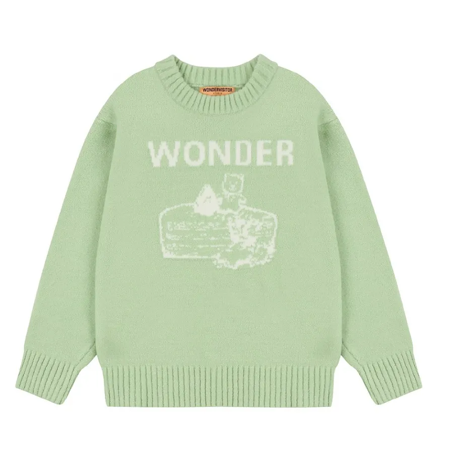 WONDER VISITOR  |Casual Style Unisex Street Style V-neck & Crew neck