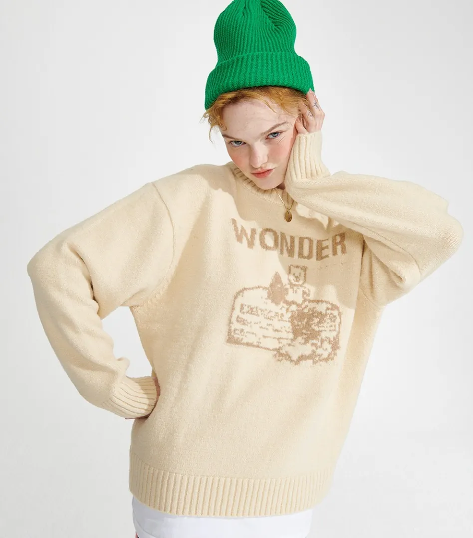 WONDER VISITOR  |Casual Style Unisex Street Style V-neck & Crew neck