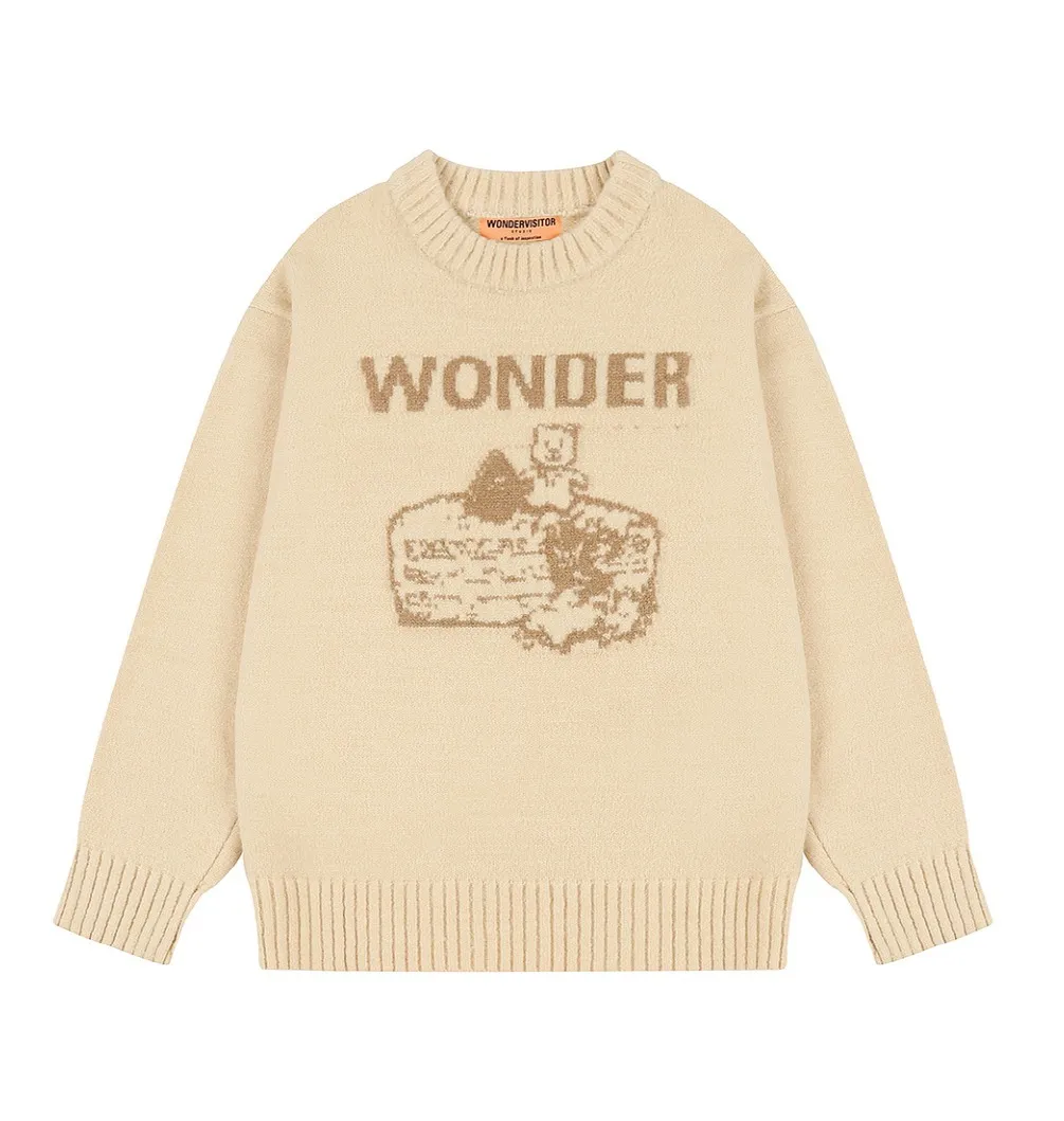 WONDER VISITOR  |Casual Style Unisex Street Style V-neck & Crew neck