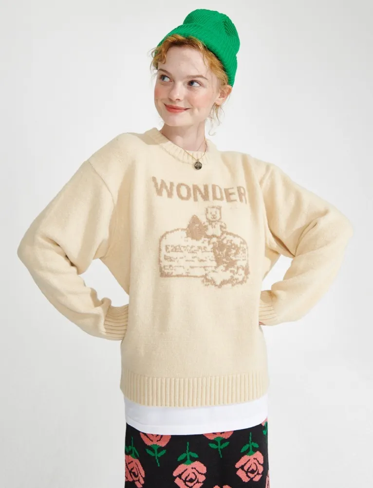 WONDER VISITOR  |Casual Style Unisex Street Style V-neck & Crew neck