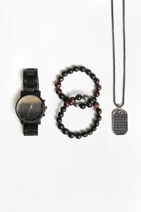 Zoo York Mens Black Dog Tag Watch Set